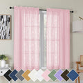 Simplebrand Blush Semi Sheer Curtains 54 Inch Length 2 Panels, Geometric by Simplebrand