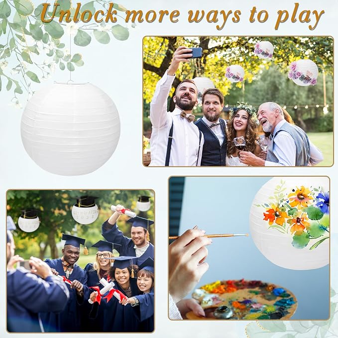24 Packs White Paper Lanterns 12 Inch Chinese Japanese Hanging Paper Lanterns - Image 4
