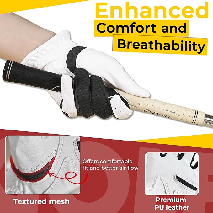 Golf Gloves Mens & Womens Performance Golf Gloves,Luxurious Palm Material for Unmatched Feel