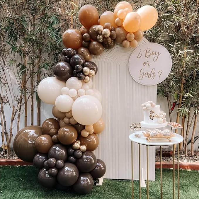 Brown Balloons, 12 Inch Coffee Brown Tan Cream Sand White Balloons - Image 3