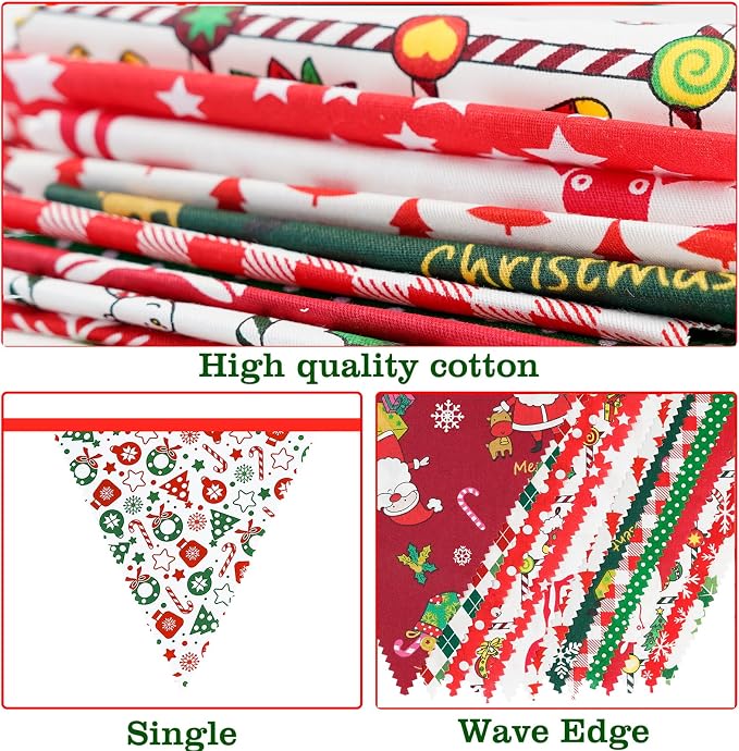 G2PLUS Christmas Triangle Bunting Banner, 39Ft Cotton Pennant Banner, Reusable - Image 3
