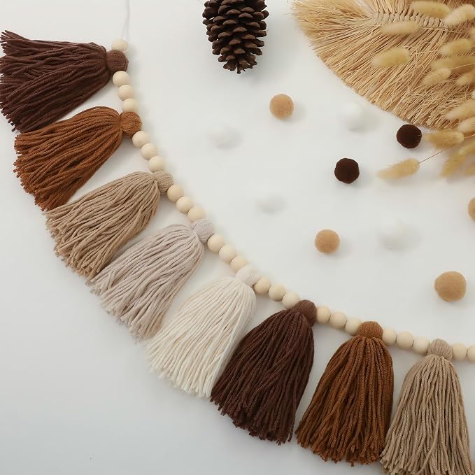 DCJHFJ Boho Tassel Garland Terracotta Rainbow Western Banner Tassels Wall - Image 4