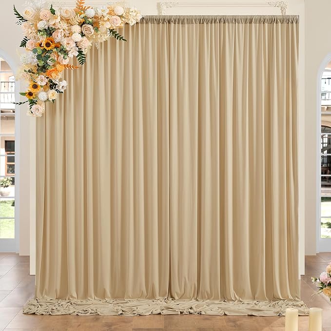 10ft x 8ft Wrinkle Free Champagne Backdrop Curtains by ENJOYYOURPARTY