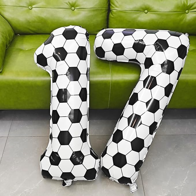 Black White Soccer Number 8 Balloon 8nd Birthday Decoration 40in 8 Balloon | - Image 5