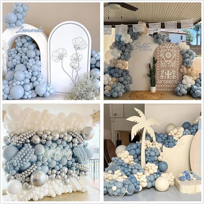 412pcs Dusty Blue Balloons Different Sizes 18 12 10 5 Inch, Slate Blue Boho - Image 8
