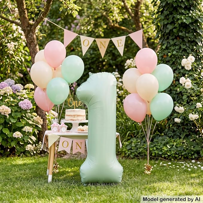 Olive Green 40 Inch Number 1 Foil Balloon Helium Fillable - Image 4
