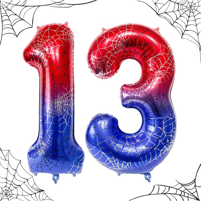 40 Inch Spider Theme Number Foil Balloons, Large Number 13 Balloons by TNCDJKPA