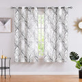 FMFUNCTEX Linen Black White Semi Sheer Print Curtains 45 Inch Long 2 Panels | by Fmfunctex