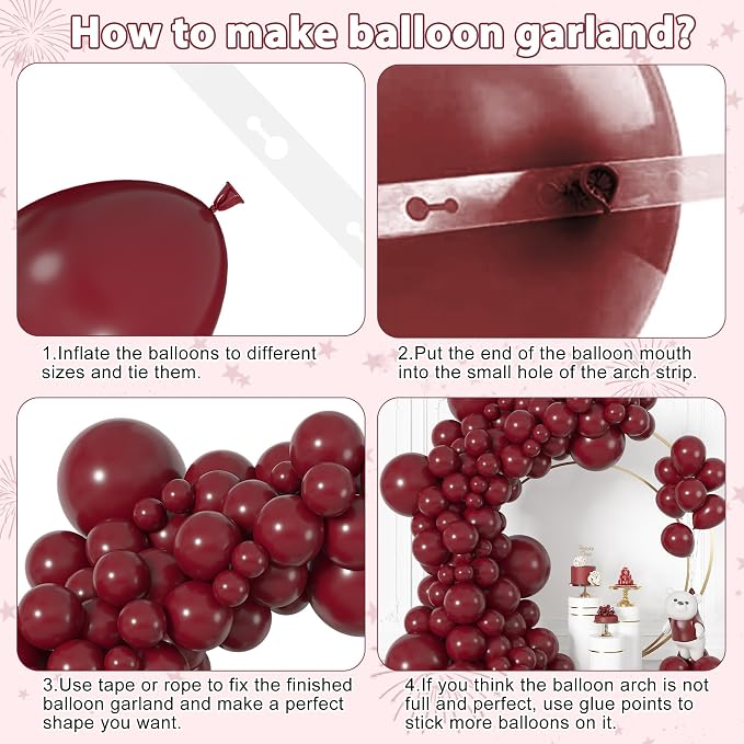 164Pcs Burgundy Balloons Garland Arch Kit Different Sizes | 18 12 10 5 inch - Image 7