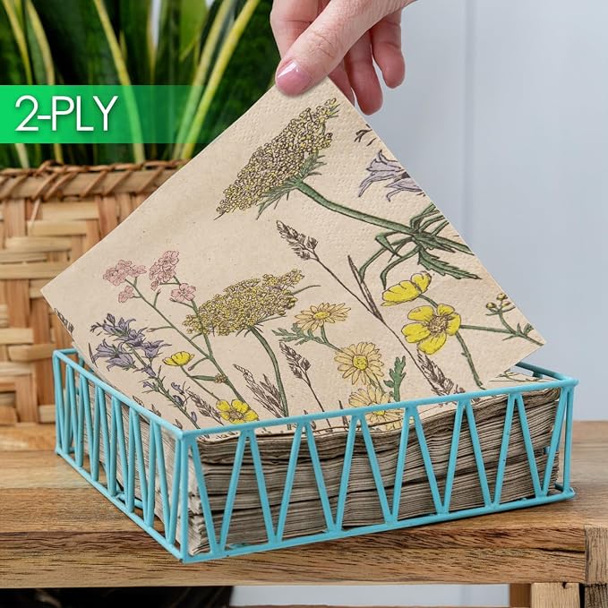 Table Kind 100 x Soft Recycled Floral Napkins Wildflower Soft Paper Napkins - Image 4