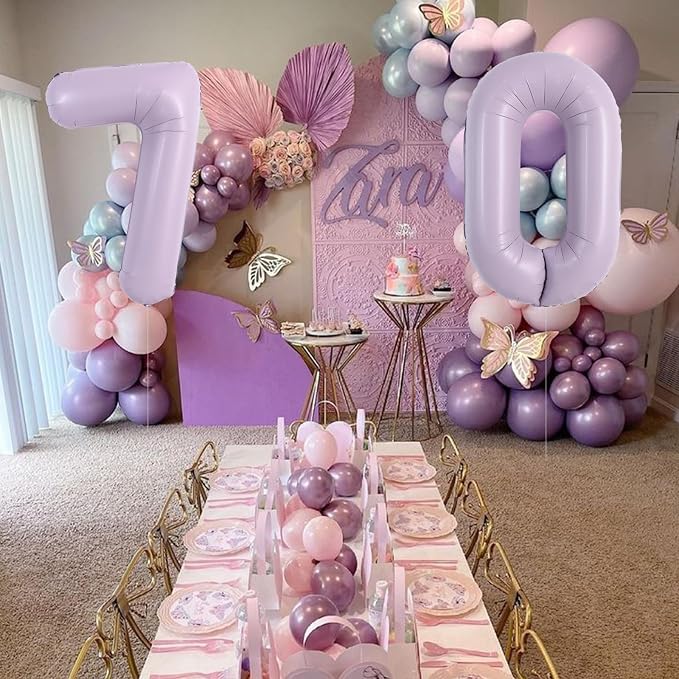 TONIFUL 40 Inch Pastel Purple Number 7 Balloon – Big Lilac Mylar Foil Number - Image 5