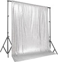 PartyDelight Silver Sequin Backdrop 10x10ft Sparkly Photo Curtain | 4 Inch Rod by PartyDelight
