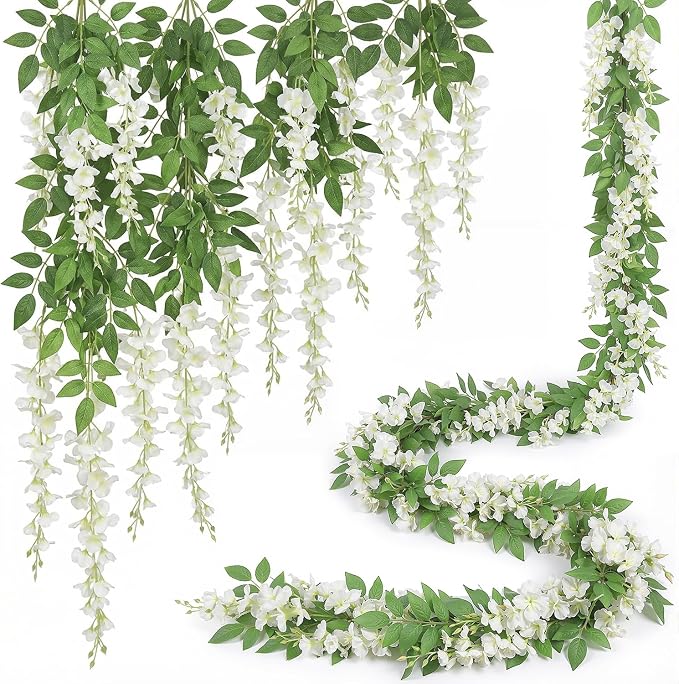 Findosom 2Pcs Total 14.4FT Wisteria Artificial Flowers Garland - Image 5