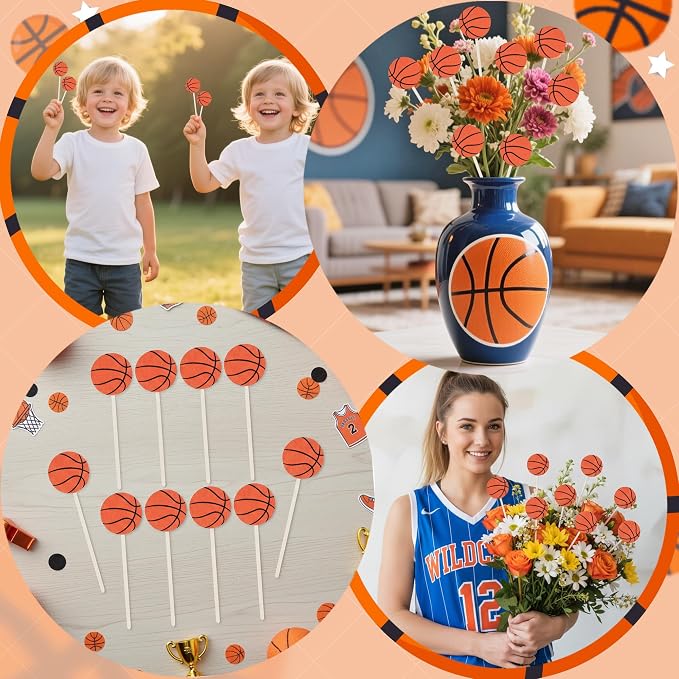 TICIAGA Basketball Wooden Floral Picks - Image 6