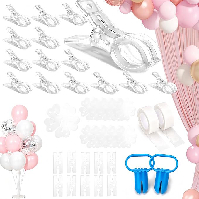 15 Pack Clear Balloon Arch Clips, 3.5-Inch Heavy Duty Backdrop Clips | Includes by Unknown