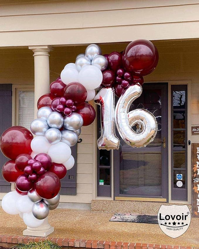 Silver 16 Number Balloons, 40 Inch Giant Number 16 Balloons Foil Mylar Helium - Image 3