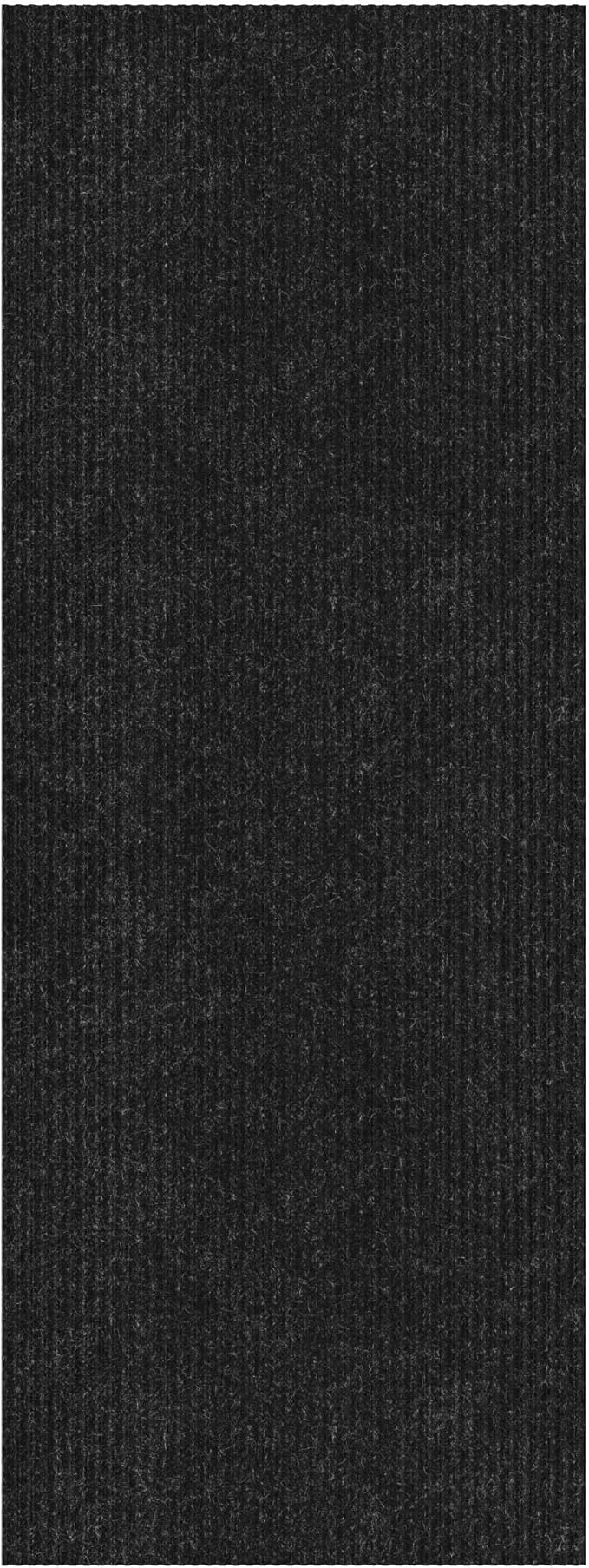 Ottomanson 2' x 14' Hallway Runner with Scraper Pile Extra Durable Non-Slip Rug Mat for Indoor & Outdoor Use - Ideal for Kitchen, Entryway, Patio & Garage - High-Traffic Carpet, Black