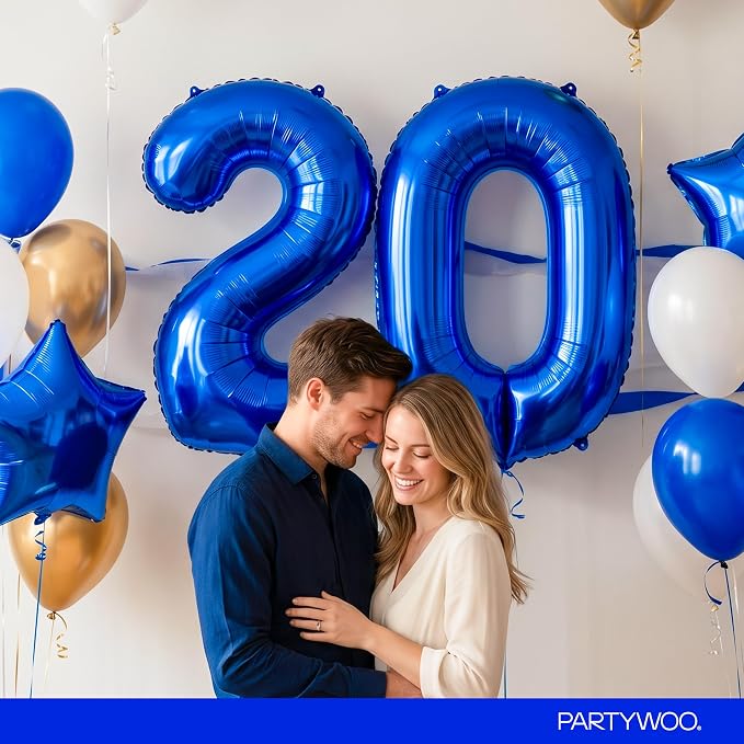 PartyWoo Number Balloons 40 Inch Blue Number 2 Kit - Image 9