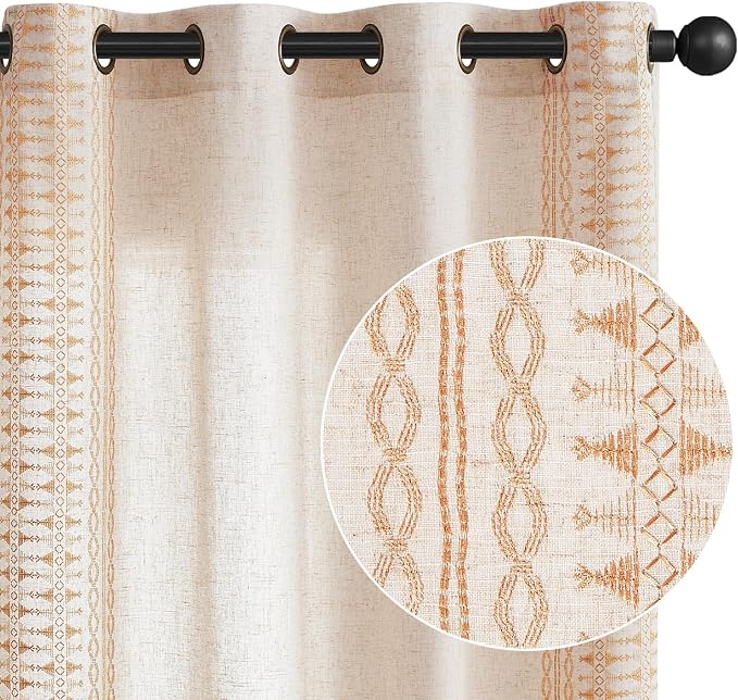 jinchan Boho Curtains for Bedroom Linen Blend Boho Curtains 96 Inches Long 2 - Image 9