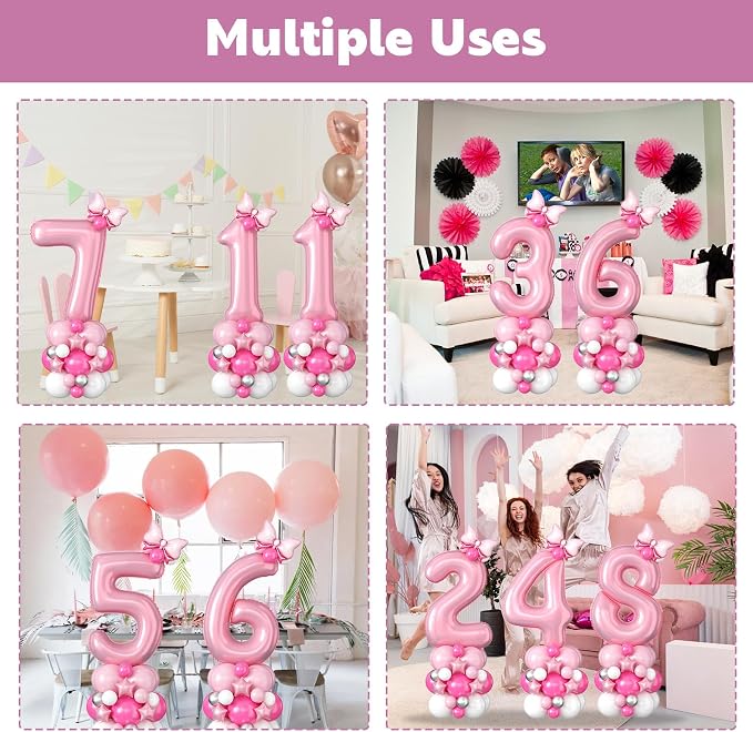 40 Inch Pink Number 6 Balloon for 6th Birthday Decorations Pastel Baby Pink - Image 5