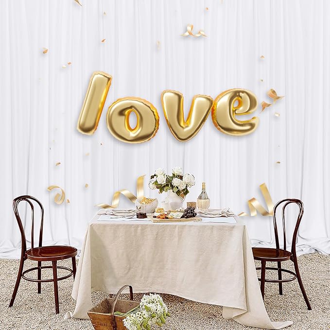 10 feet x 10 feet White Backdrop Curtains Valentine's Day Birthday Party - Image 4