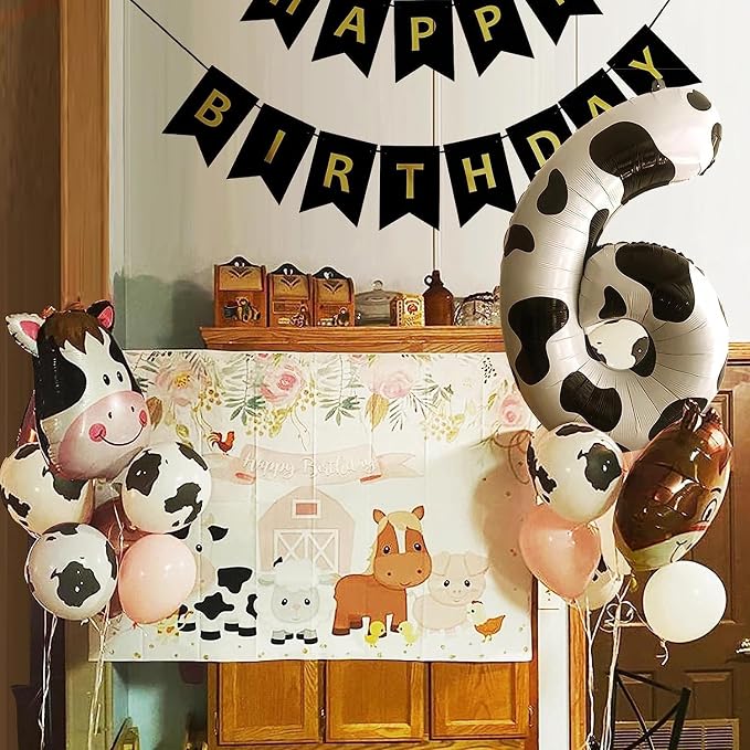 Cow Print Number Balloons, Large Foil Number 6 Balloon 40 Inch Cow Balloon - Image 3