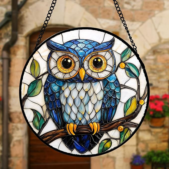 DASTOLL Stained Glass Window Hanging, Owl Gifts - Image 5