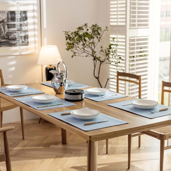 Demetex Blue Placemats Set of 4 Heat Resistant Place Mats Linen Cloth Placemat - Image 7