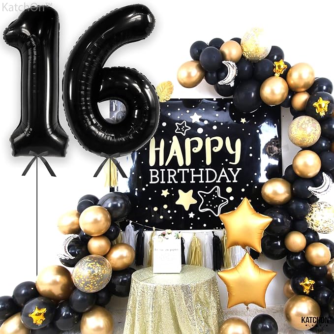 KatchOn Giant Black 16 Balloon Numbers Foil 40 Inch 16 Birthday Decorations | - Image 6