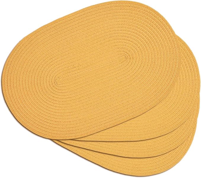 Placemats Set of 4, Woven Oval Braided Dining Table Mats | 12 x 17.5 Inch Size by Noctiflorous