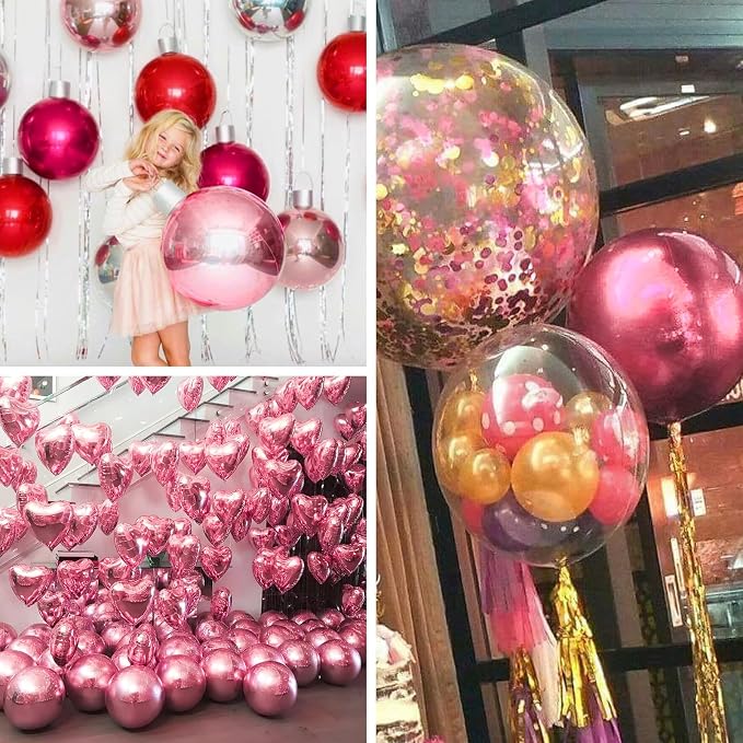 PartyWoo Pearl Pink Large Round Giant 4D Jumbo Foil Balloons 6pcs 32 Inch | 32 - Image 6