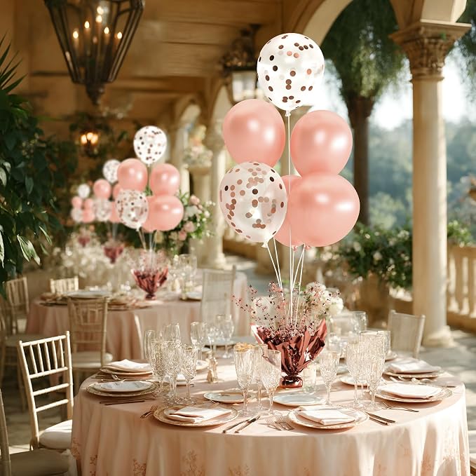4 Set Rose Gold Table Balloons Foil Spray Centerpiece - Image 3