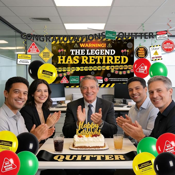 Retirement Party Decorations for Coworker, Funny Warning Theme Happy Retirement - Image 7