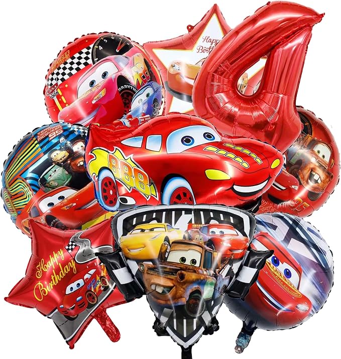 9 Pcs Car Theme Happy Birthday Decorations, Cute Cartoons Party Decorations by COWSTOOK