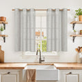 YoungsTex Light Grey Linen Curtains 40 Inch Length, Light Filtering Short Drapes by YoungsTex