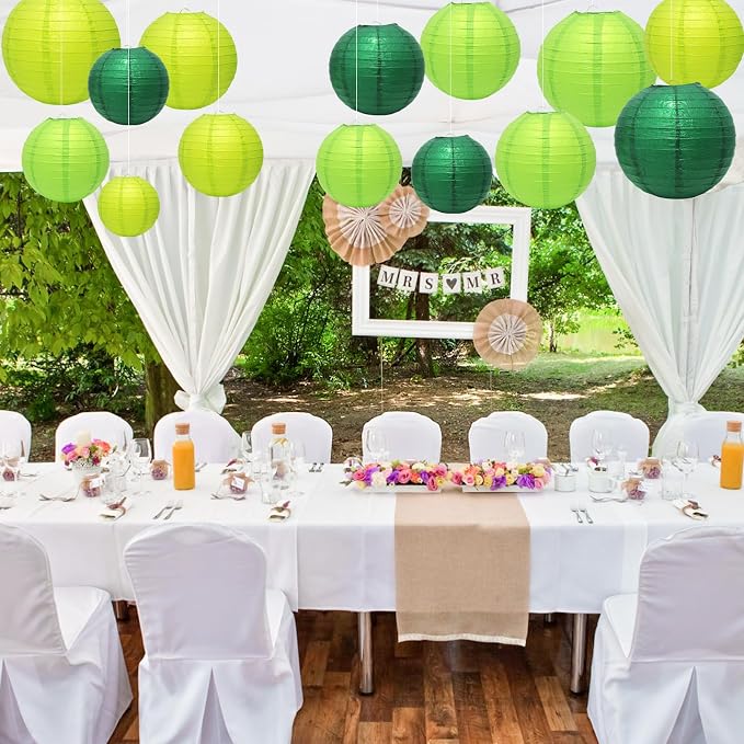 21Pcs Green Paper Lanterns, 4-10in Hanging Decor, St. Patrick's Day Party | - Image 7