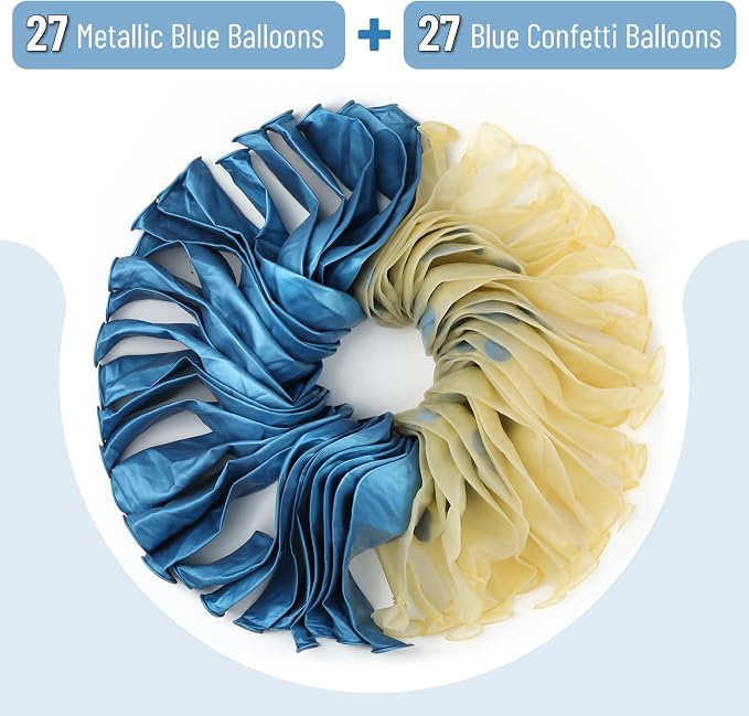 Mr. Pen- Blue Confetti Balloons, 12 Inch, 54 Pack | Latex Metallic Blue Balloons - Image 2