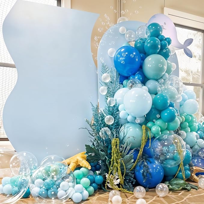 Ocean Balloons, 12 Inch Dark Light Blue Teal Clear Pearl Transparent Metallic - Image 5