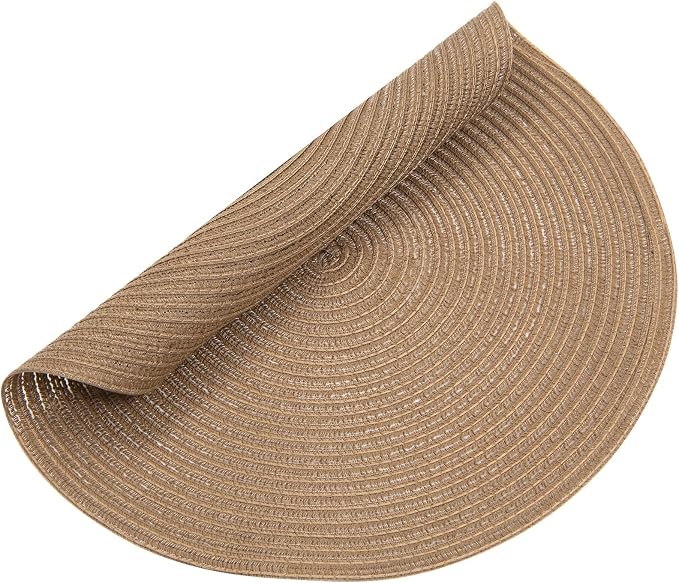 SHACOS Round Braided Placemats Set of 6 Washable Cotton Polyester 15 inch Round - Image 6