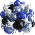 Blue and Black Balloons, Pearl Navy Blue Black Silver Dark Blue Star Confetti by Paeyeq