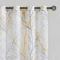 FMFUNCTEX Linen Yellow White Semi Sheer Print Curtains 108 Inch 2 Panels | by Fmfunctex