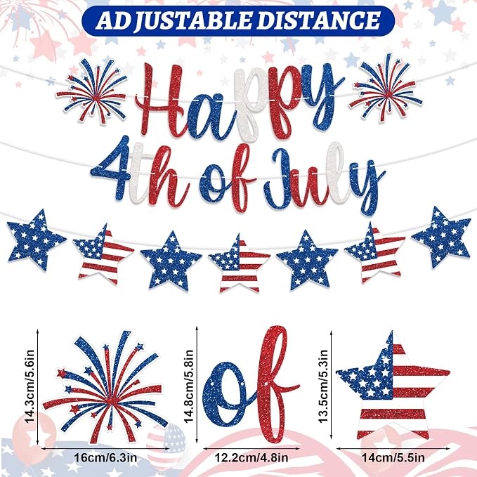 Happy 4th of July Banner Patriotic Decorations, Fourth of July Banner Hanging - Image 2