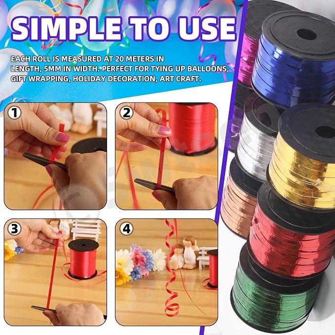 Swpeet 9Pcs 1/5" Wide x 100 Yards Christmas Ribbon - Image 6