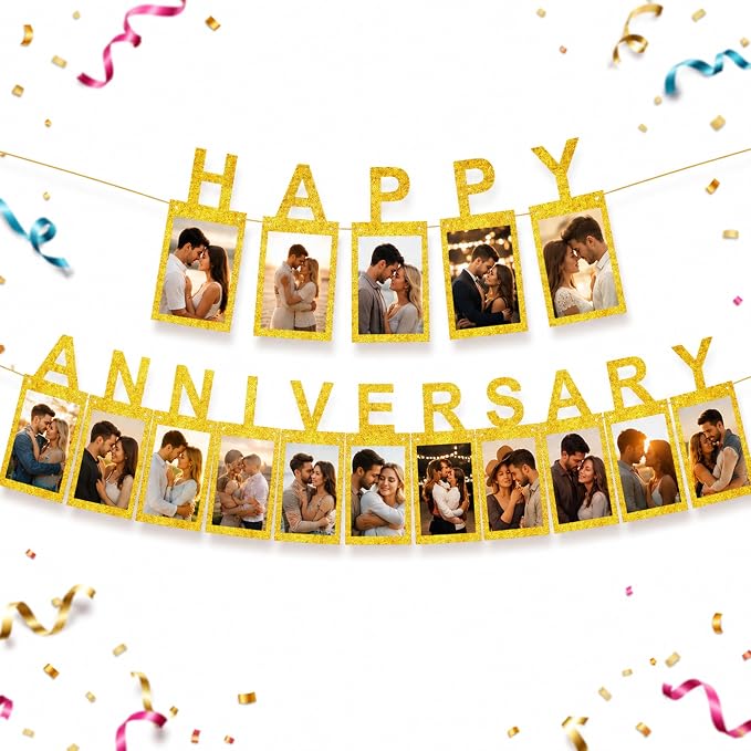 Gold Happy Anniversary Banner by Unknown