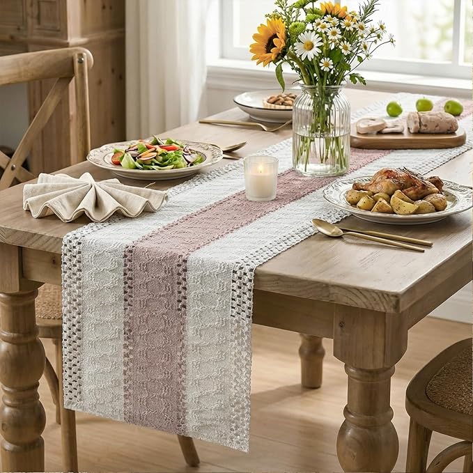 Artoid Mode Pink Farmhouse Rustic Table Runner 12x60 Inch | Seasonal Holiday - Image 5