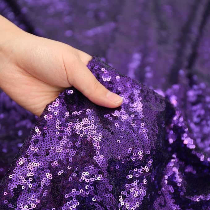 Eternal Beauty Purple Sequin Backdrop Curtains, 2 Panels 2x8FT | 3mm Sparkle - Image 8