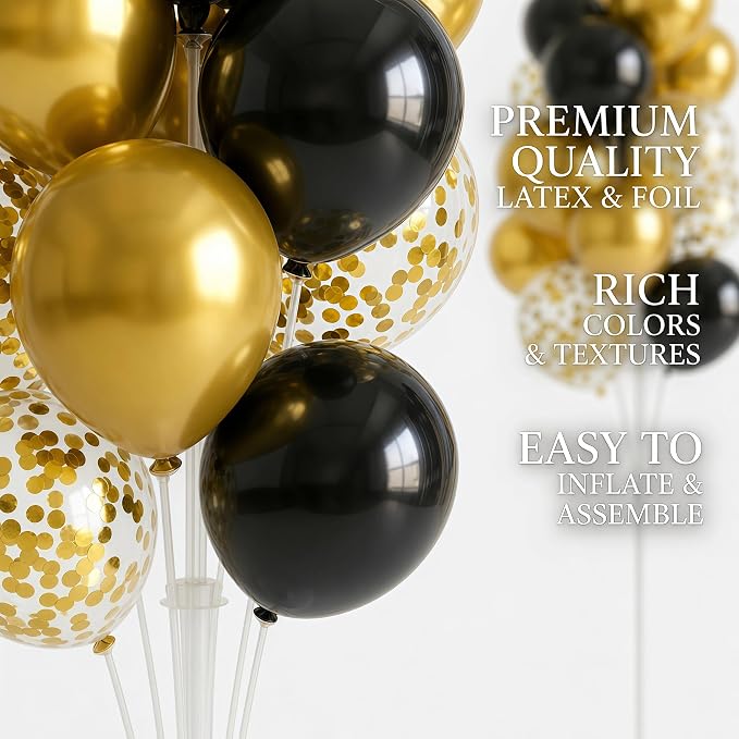 HIINS Black Gold Balloon Column Kit Set of 2 - Image 3