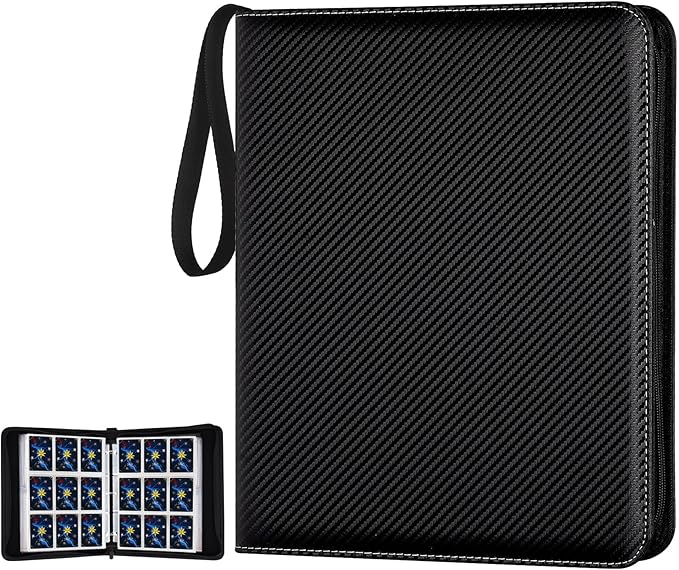 Trading Card Binder, 900 Pockets Card Binder, 9-Poccket Sided Pocket Sports Card Binder, Premium Card Binders Compatible with MTG, TCG, Baseball Cards(Carbon Black)