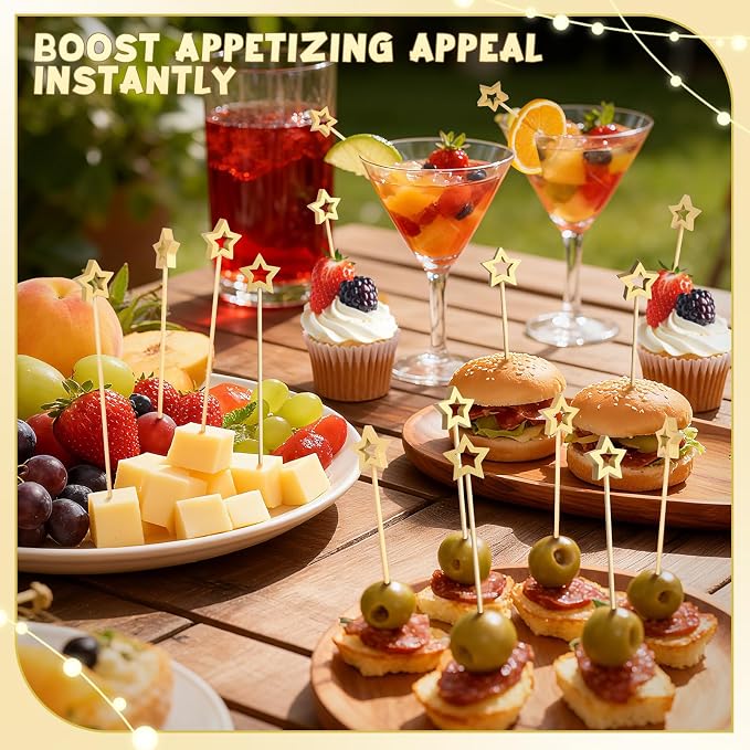 100PCS Gold Star Cocktail Picks, Decorative Fancy Toothpicks - Image 4