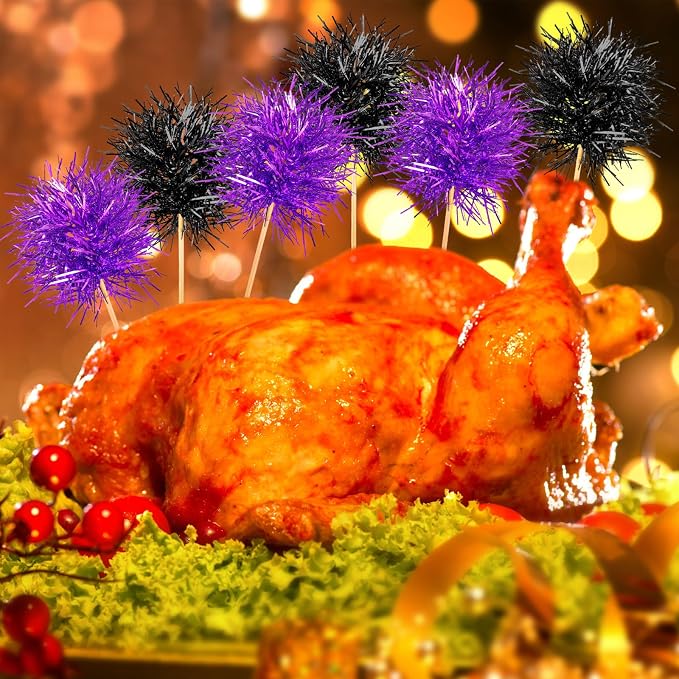 Chinco 100 Pcs Halloween Foil Firework Cupcake Toppers | Sparkle Tinsel Cake - Image 6